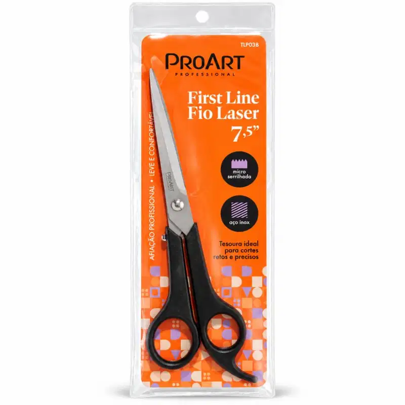 Tesoura Proart First Line Fio Laser 7,5" Micro Serrilhada Aço inox Tlp03bb