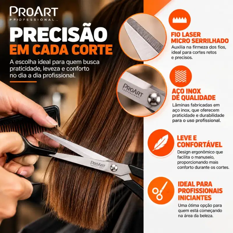 Tesoura Proart First Line Fio Laser 7,5" Micro Serrilhada Aço inox Tlp03bb