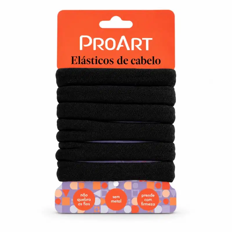 Elásticos De Cabelo Proart Preto Com 6 Unidades Ec14bb