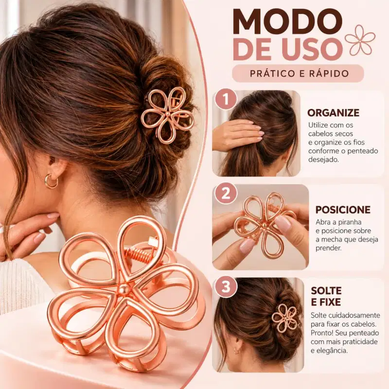 ProArt Flower Rose Gold - Piranha de Cabelo
