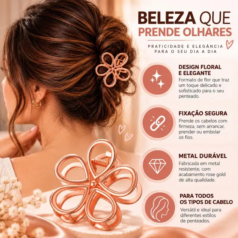 ProArt Flower Rose Gold - Piranha de Cabelo