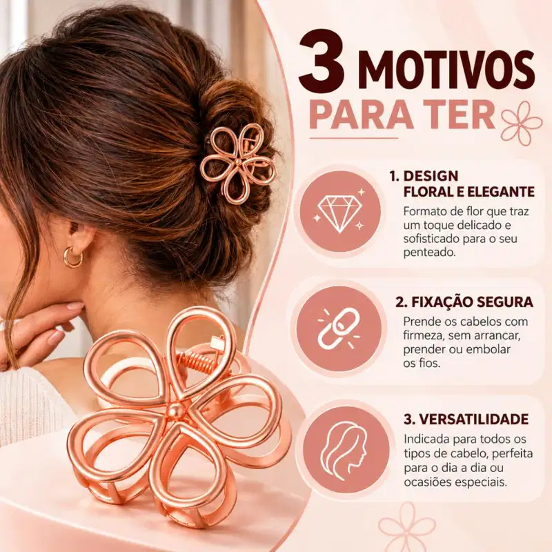 ProArt Flower Rose Gold - Piranha de Cabelo