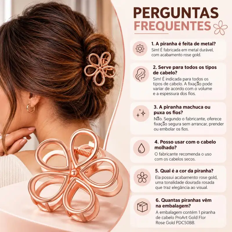 ProArt Flower Rose Gold - Piranha de Cabelo