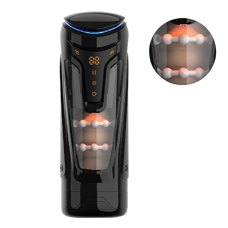 Masturbador Masculino Automático Lanterna com Vai e Vem Vibração e Aquecimento Recarregável USB