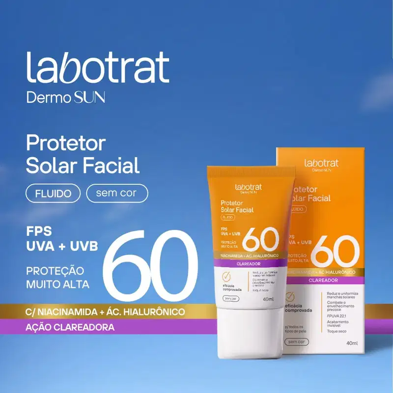 PROTETOR FLUIDO INCOLOR FPS 60 DERMO SUN 40ML LABOTRAT