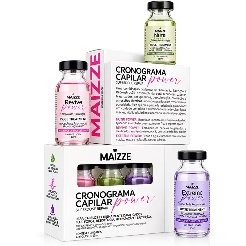 Cronograma Capilar Maizze Power Superdose Repair - 3 Ampolas 15mL
