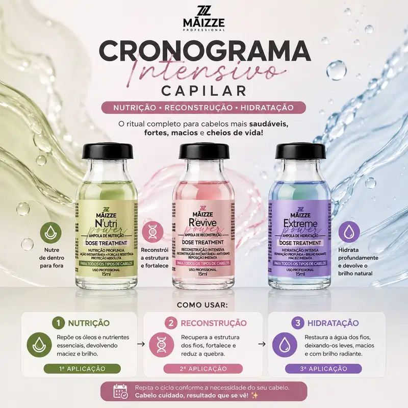 Cronograma Capilar Maizze Power Superdose Repair - 3 Ampolas 15mL