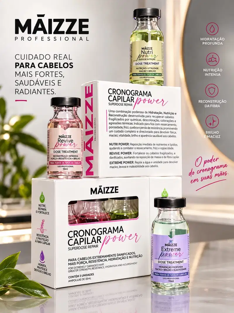 Cronograma Capilar Maizze Power Superdose Repair - 3 Ampolas 15mL
