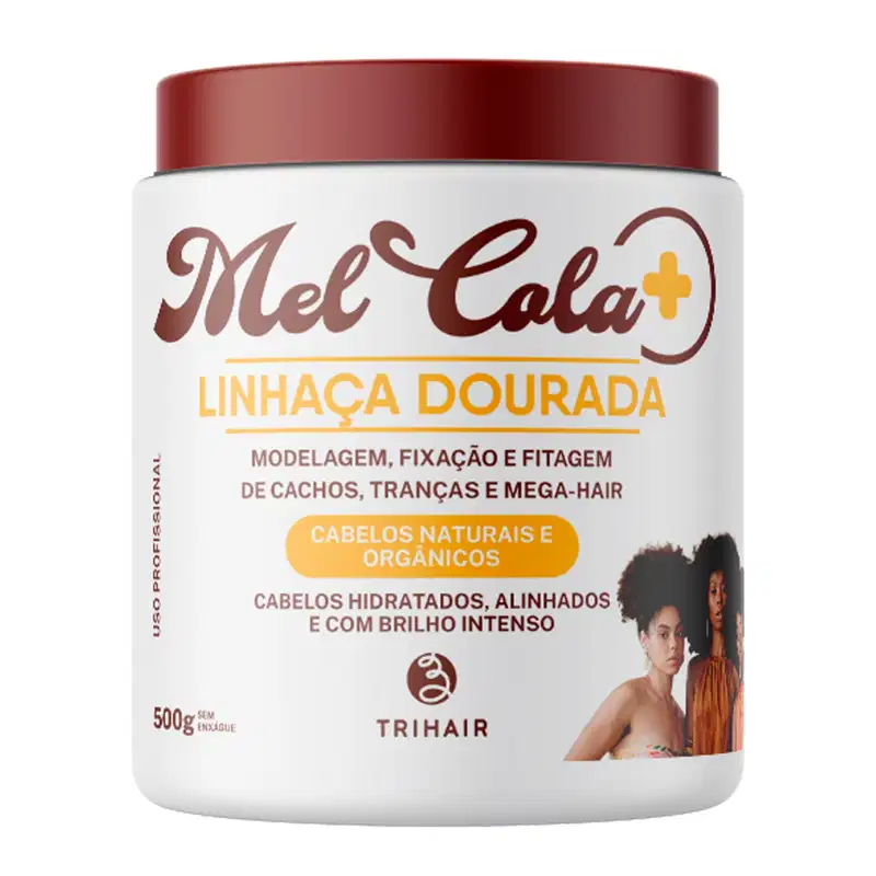 Mel Cola Linhaça Dourada Trihair 500g — Gel Modelador Vegano para Cachos