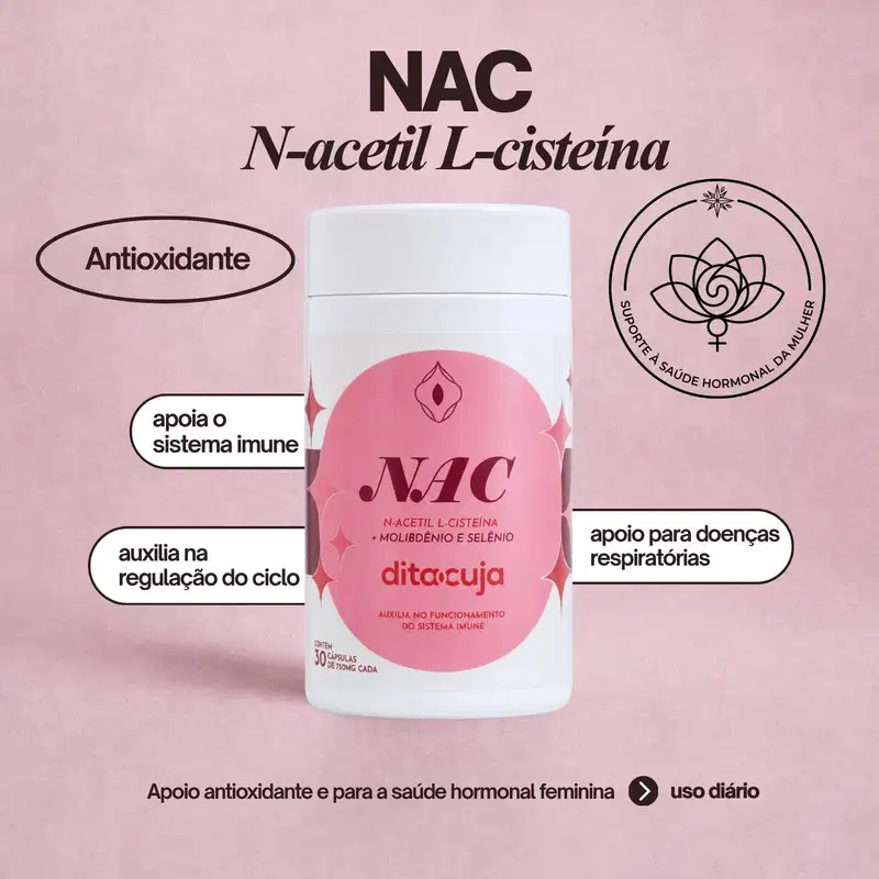 NAC N-Acetil L-Cisteína 30 Cáps Dita Cuja Selênio Molibdênio