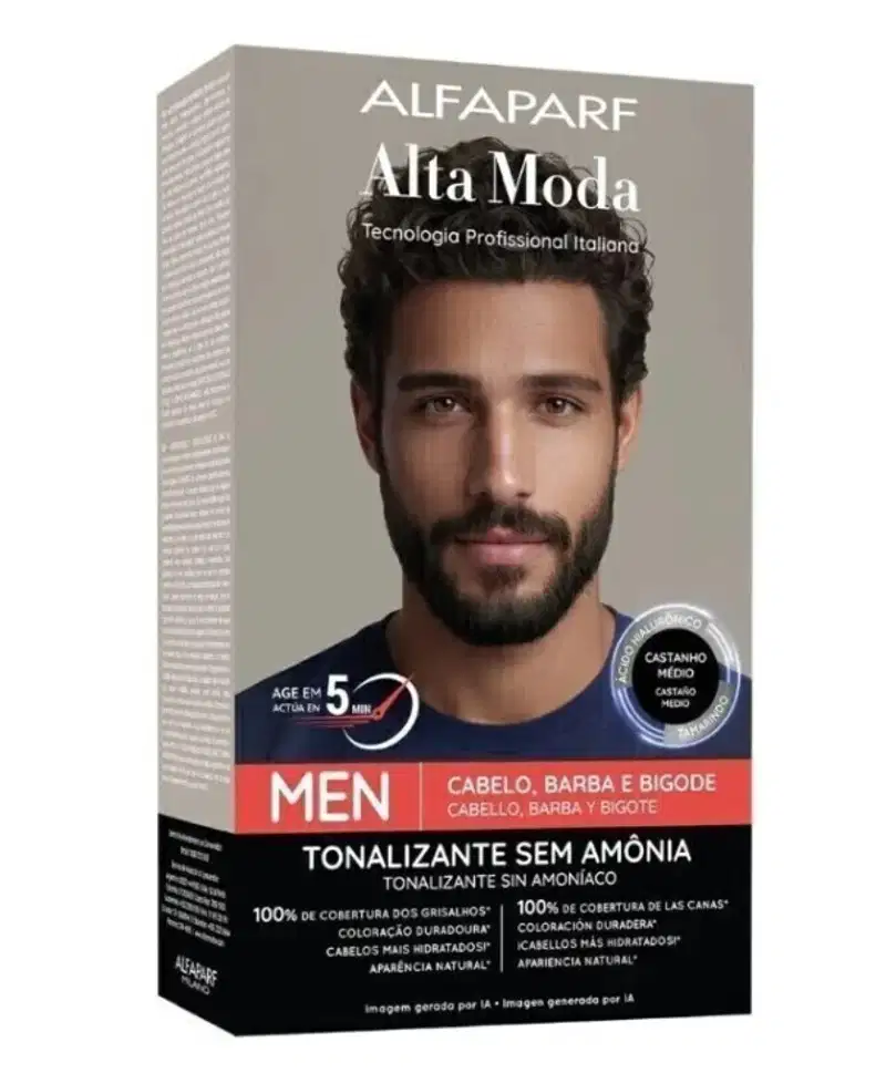 TINTURA ALTA MODA MEN SEM AMÔNIA TOM:CASTANHO MEDIO
