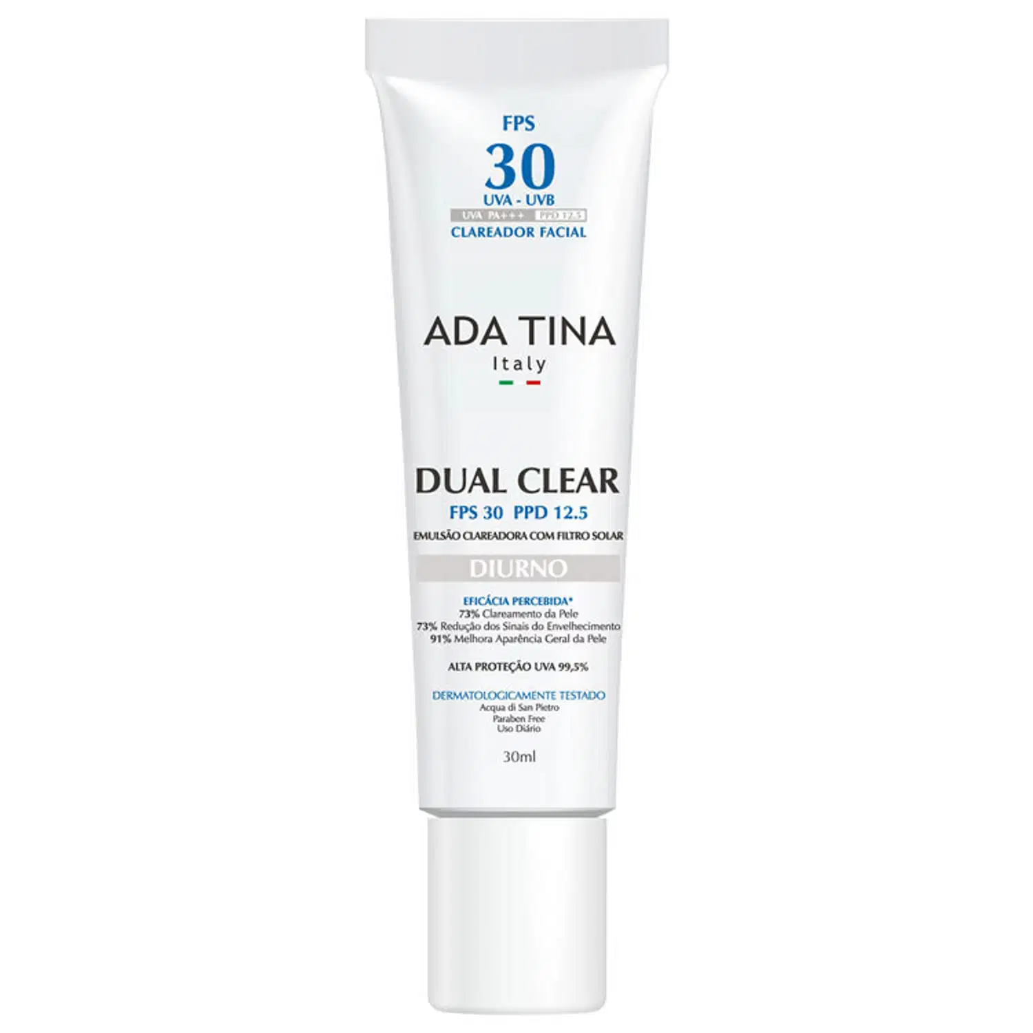 Ada Tina Dual Clear Diurno FPS 30 PPD 12,5 - Emulsão Uniformizadora de Manchas