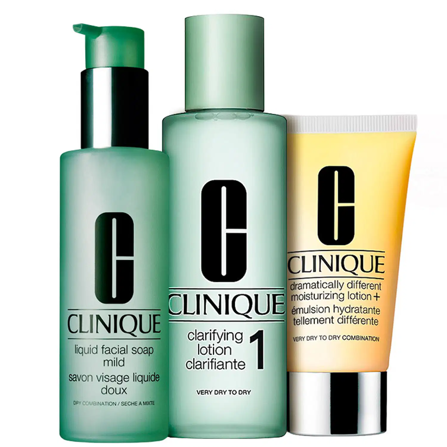Kit Clinique Sistema 3 Passos Pele 1 Seca ou Muito Seca (3 produtos)