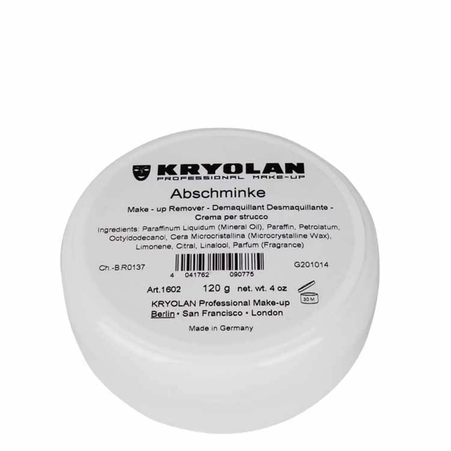 Kryolan Abschiminke Make-Up Remover 1602 - Removedor de Maquiagem 120g