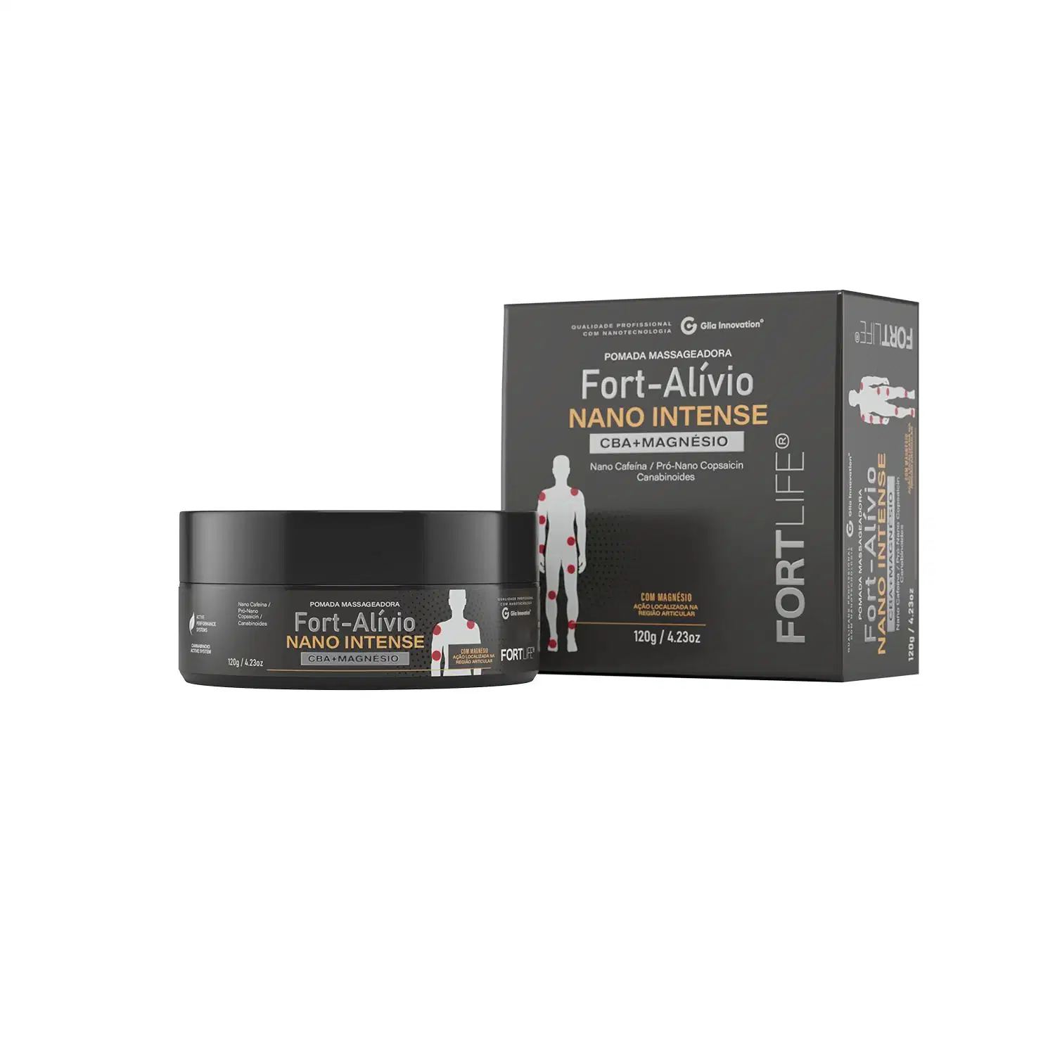 FortLife Pharma Fort-Alívio Nano Intense CBA + Magnésio - Pomada Massageadora Corporal 120g