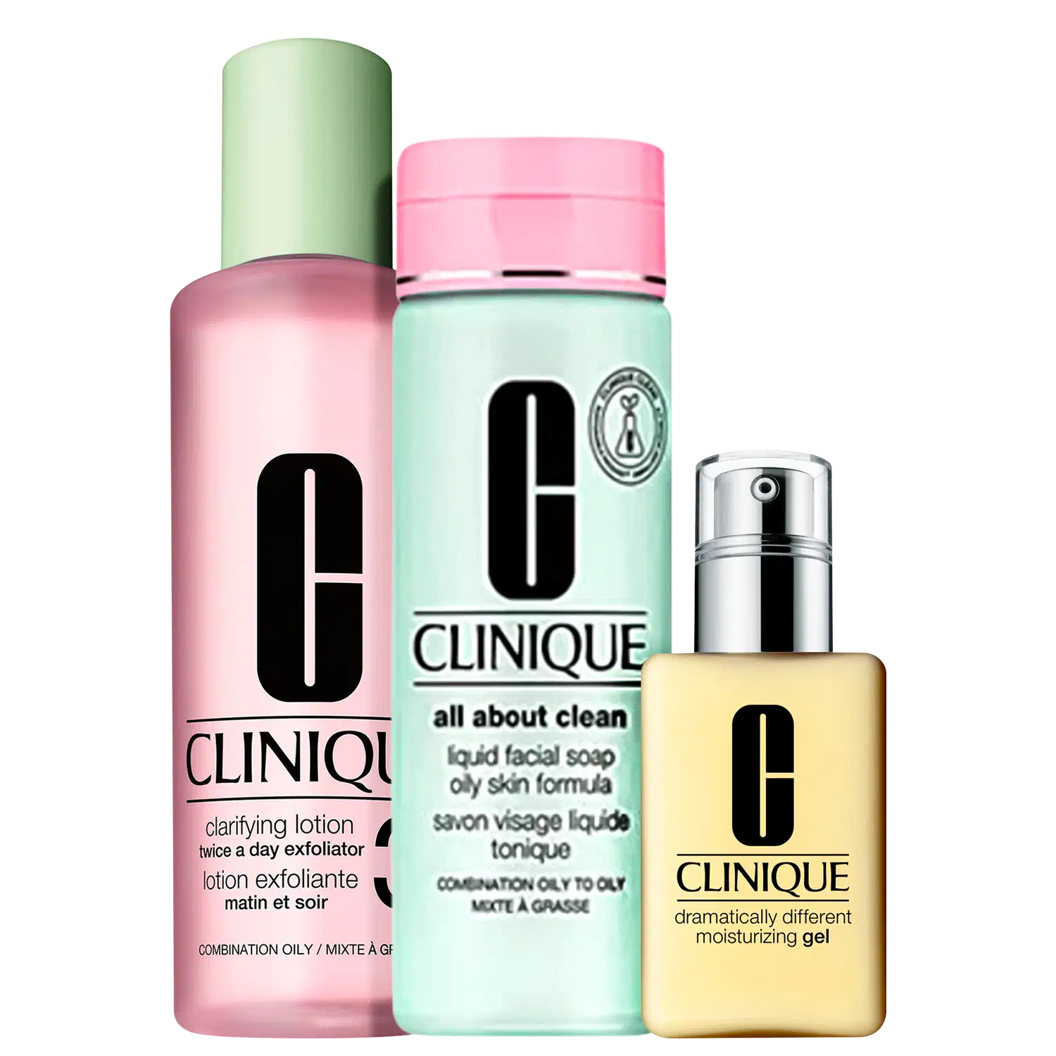 Kit Clinique Sistema 3 Passos Pele 3 Pele Mista para Oleosa Extra (3 produtos)