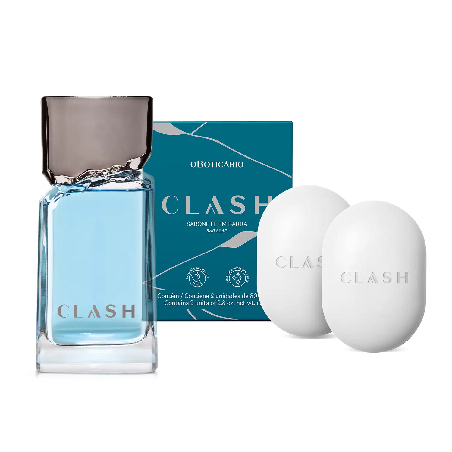Combo Clash: Desodorante Colônia 100ml + Sabonete em Barra 2x80g > Combo Clash: Desodorante Colônia 100ml + Sabonete em Barra 2x80g
