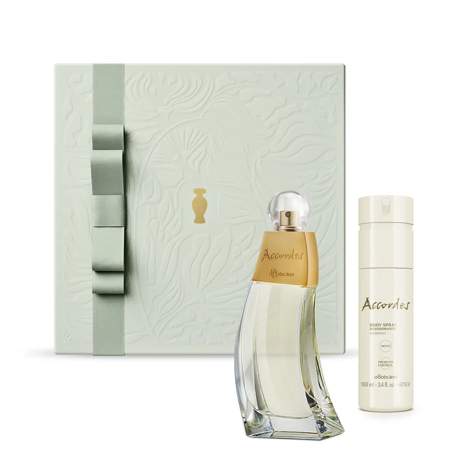 Combo Presente Accordes: Desodorante Colônia 80ml + Body Spray Desodorante 100ml + Caixa de Presente