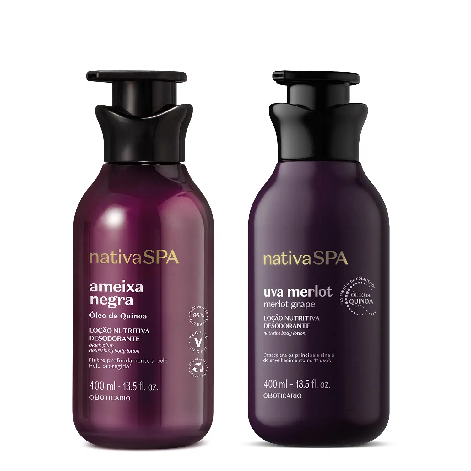 Combo Loção Corporal Nativa Spa: Uva Merlot 400ml + Ameixa Negra 400ml