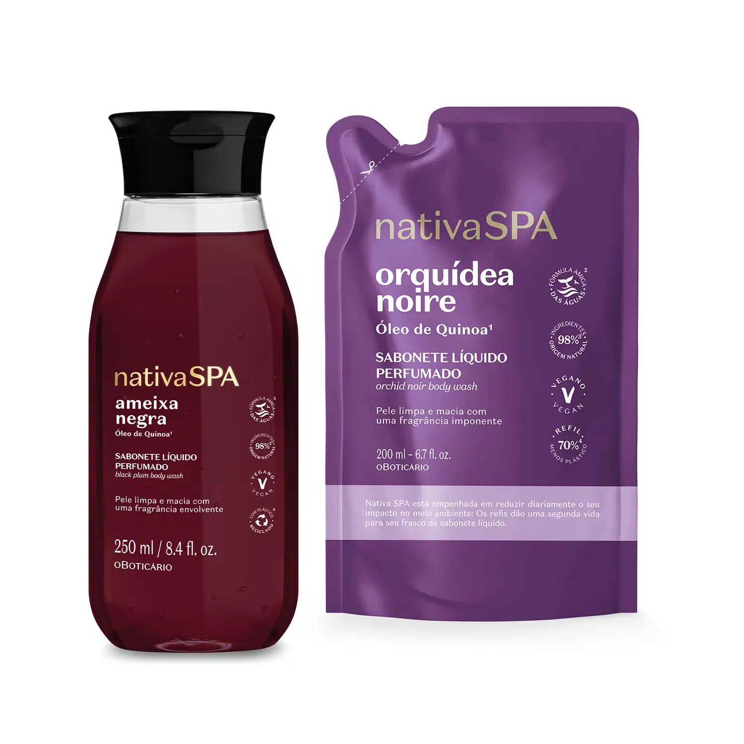 Kit Nativa SPA Ameixa Negra + Refil Orquídea Noire o Boticário (2 Produtos)