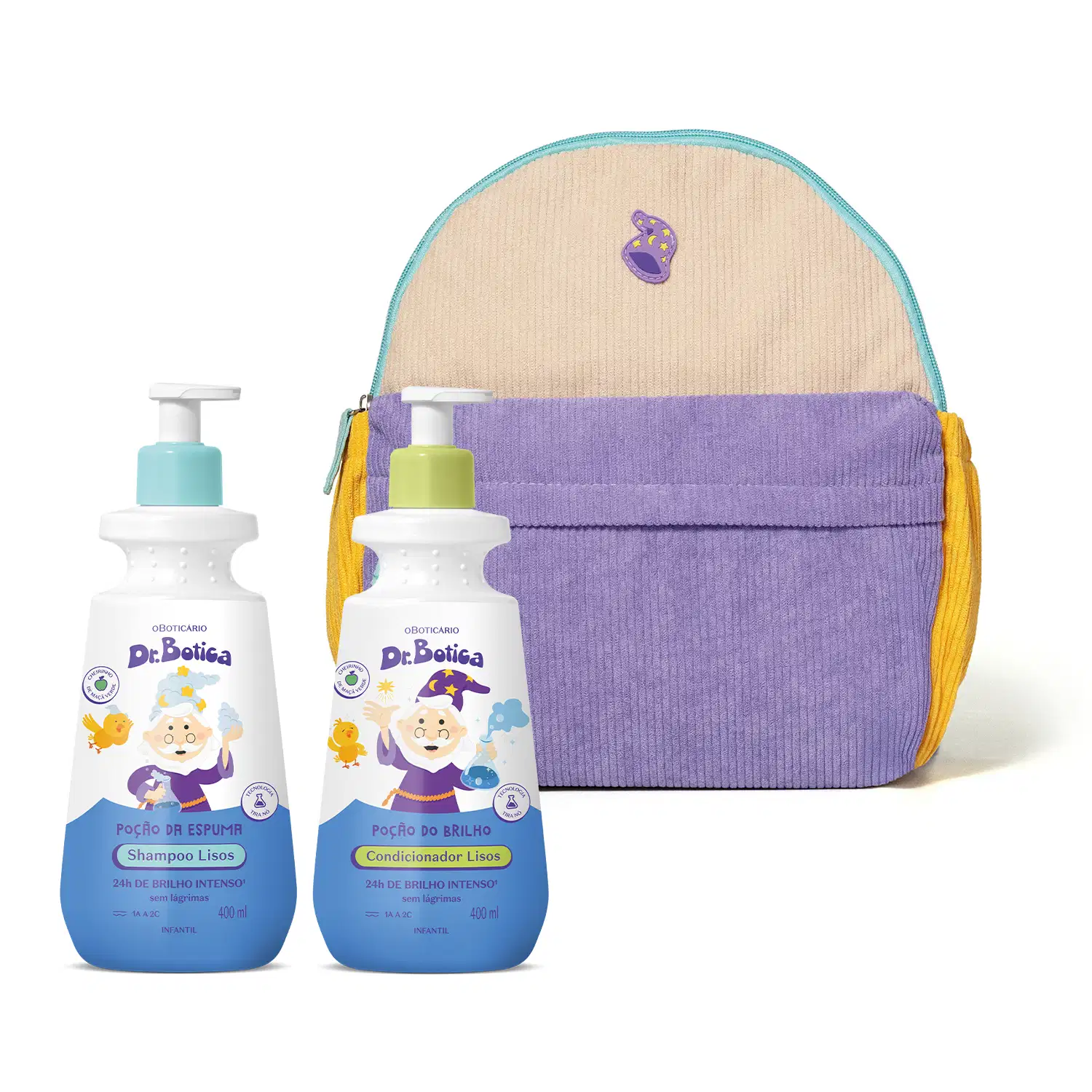 Combo Dr. Botica: Shampoo Cabelos Lisos 1A 2C 400ml + Condicionador Cabelos Lisos 1A 2C: 400ml + Mochila Infantil > Combo Dr. Botica: Shampoo Cabelos Lisos 1A 2C 400ml + Condicionador Cabelos Lisos 1A 2C: 400ml + Mochila Infantil