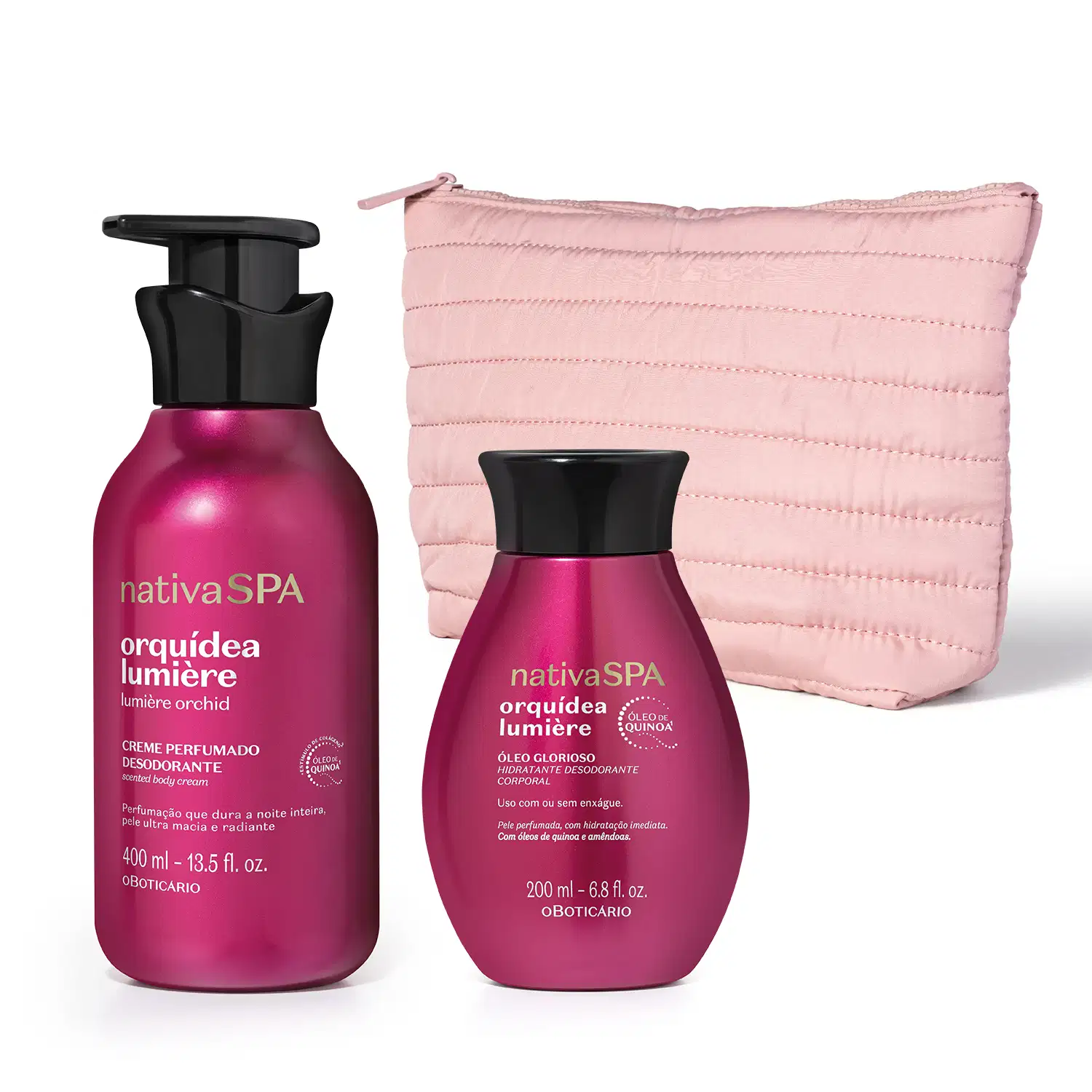 Combo Nativa SPA Orquídea Lumière: Creme Perfumado Desodorante 400ml + Óleo Hidratante Desodorante Corporal Glorioso 200ml+ Nécessaire Premium > Combo Nativa SPA Orquídea Lumière: Creme Perfumado Desodorante 400ml + Óleo Hidratante Desodorante Corporal Gl