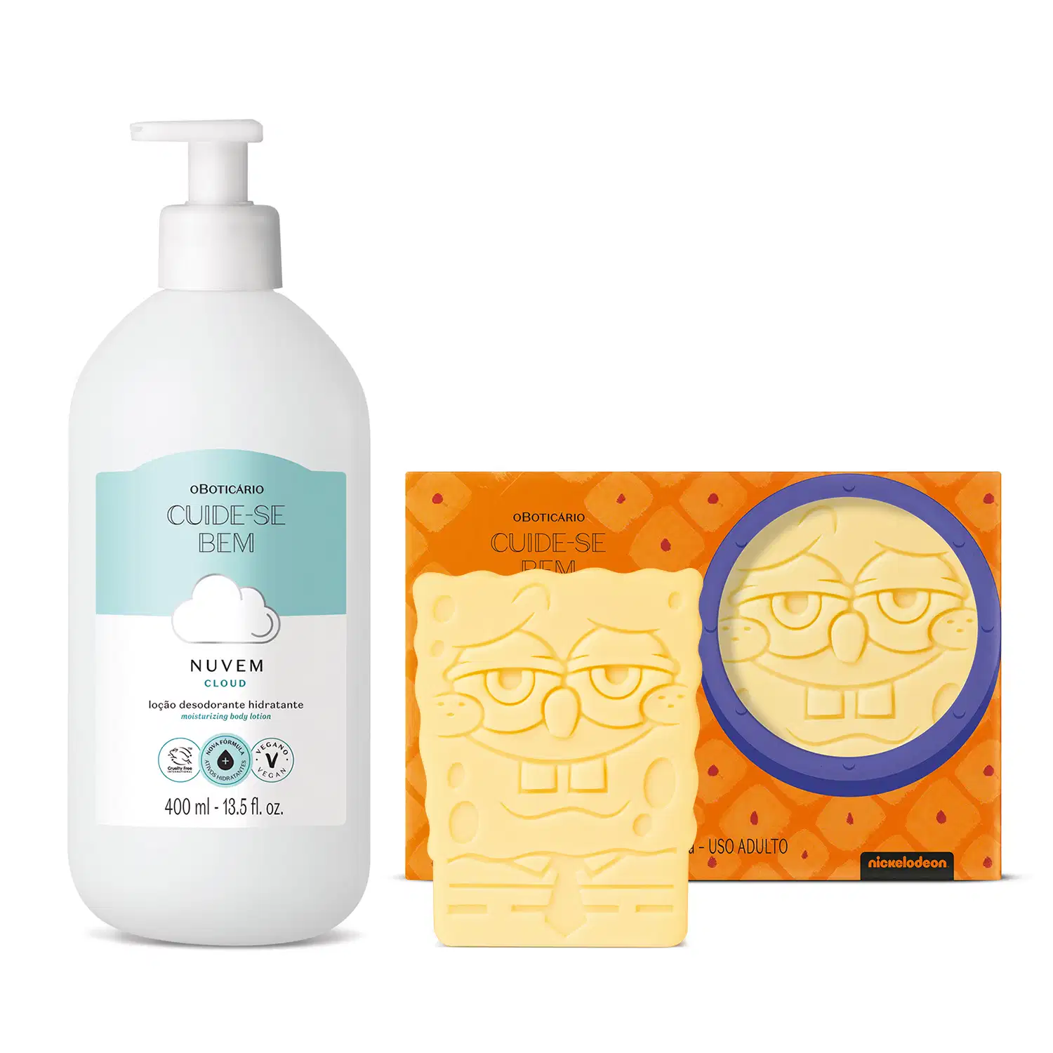 Combo Cuide-se Bem: Loção Corporal Nuvem 400ml + Sabonete Bob Esponja 2x100g