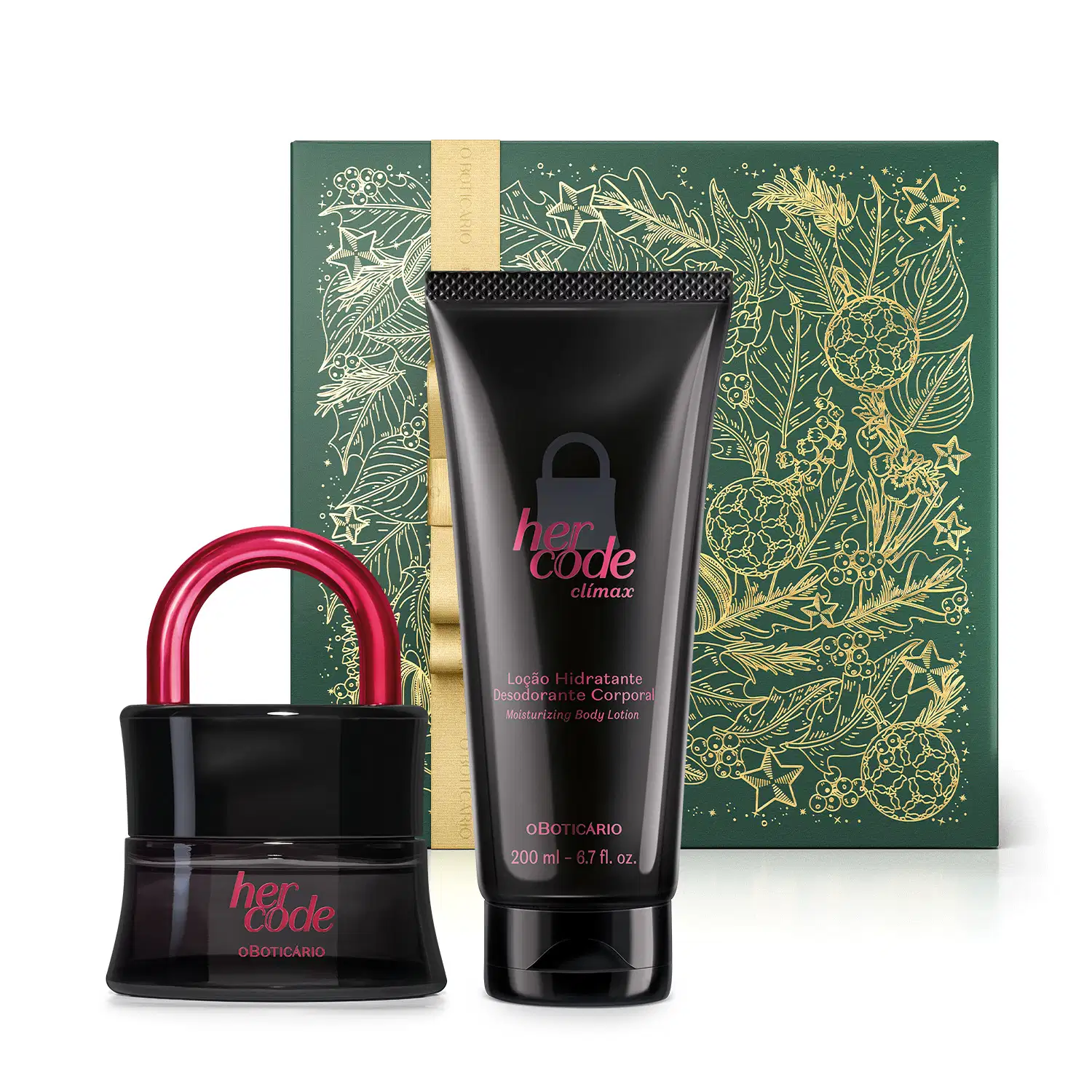 Combo Presente Her Code Clímax: Eau de Parfum 50ml + Loção Corporal 200ml + Caixa Presenteável