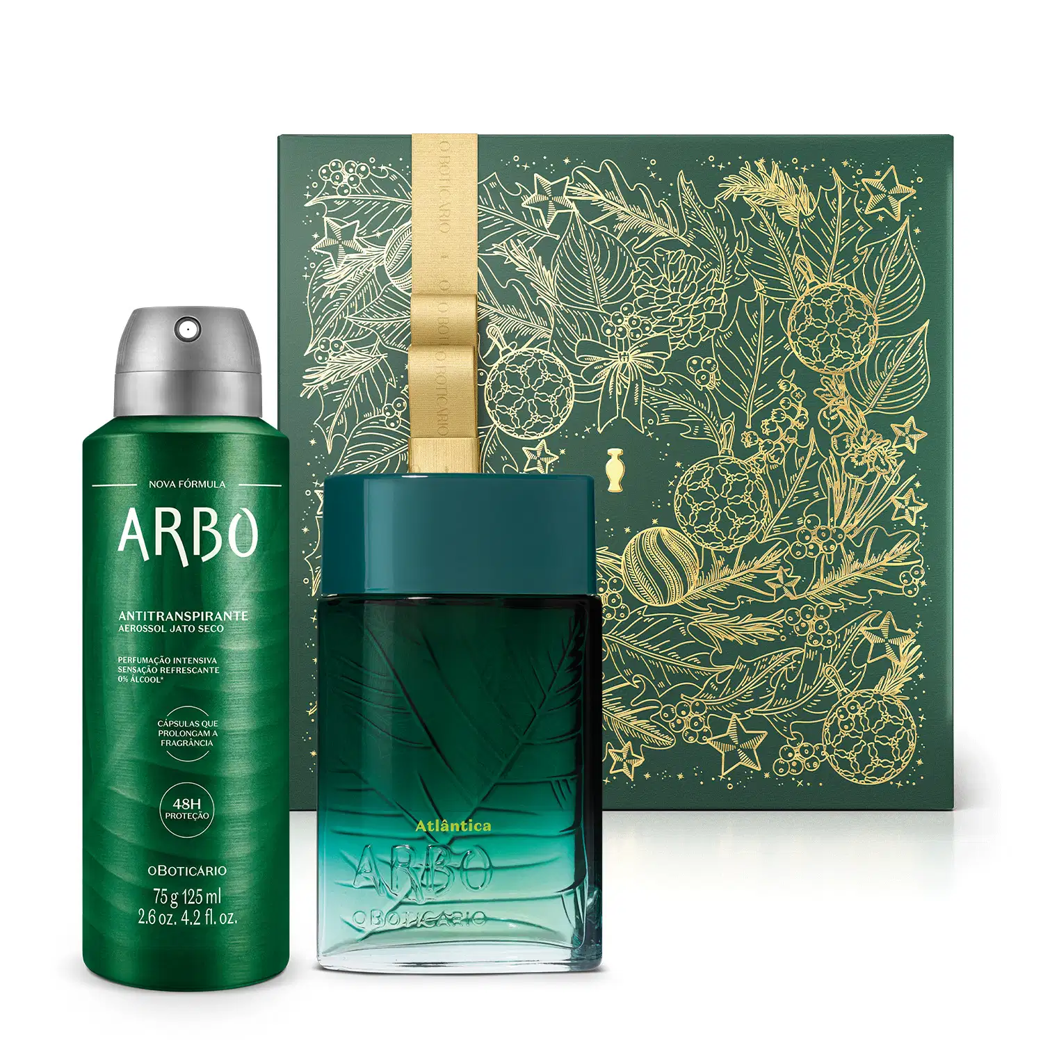 Combo Presente Arbo: Atlântica Desodorante Colônia 100ml + Desodorante Antitranspirante Aerossol 75ml/125g + Caixa Presenteável