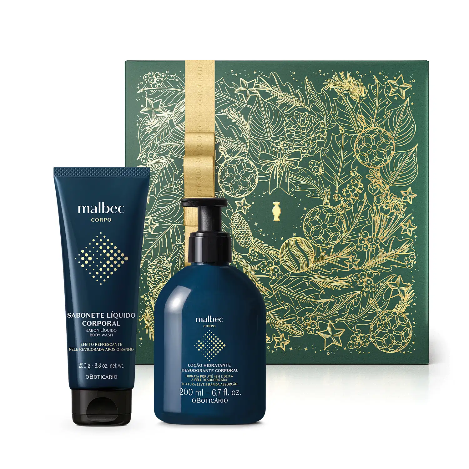 Combo Presente Malbec Corpo: Shower Gel 250g + Loção Corporal 200ml + Caixa Presenteável