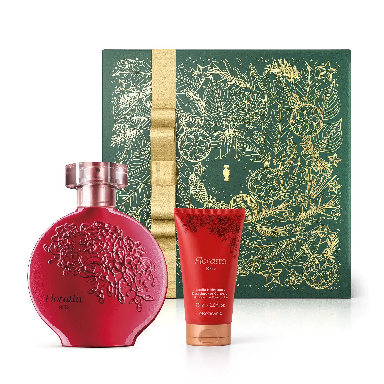 Combo Presente Floratta Red: Desodorante Colônia 75ml + Loção Corporal 75ml + Caixa Presenteável