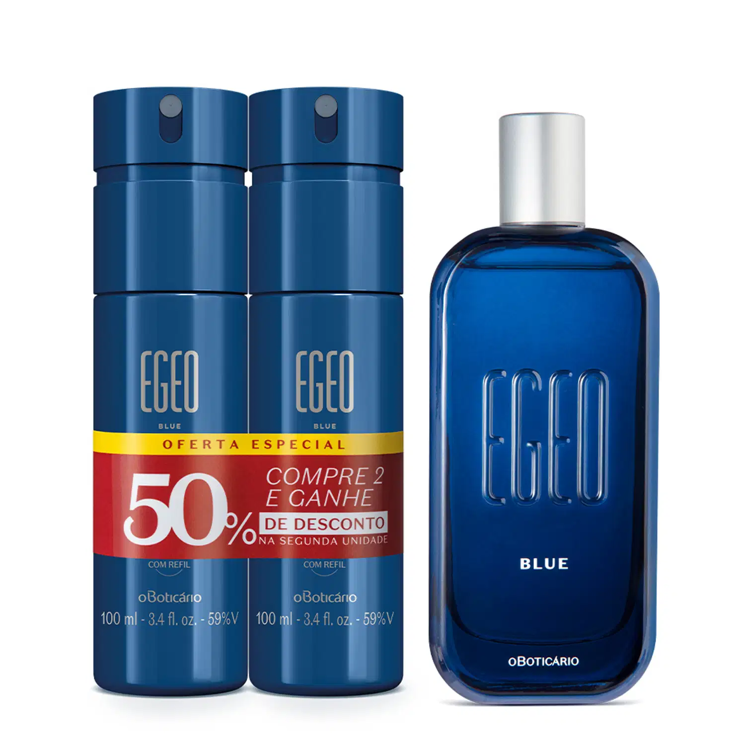 Combo Egeo Blue: Desodorante Colônia 90ml + Kit Body Spray