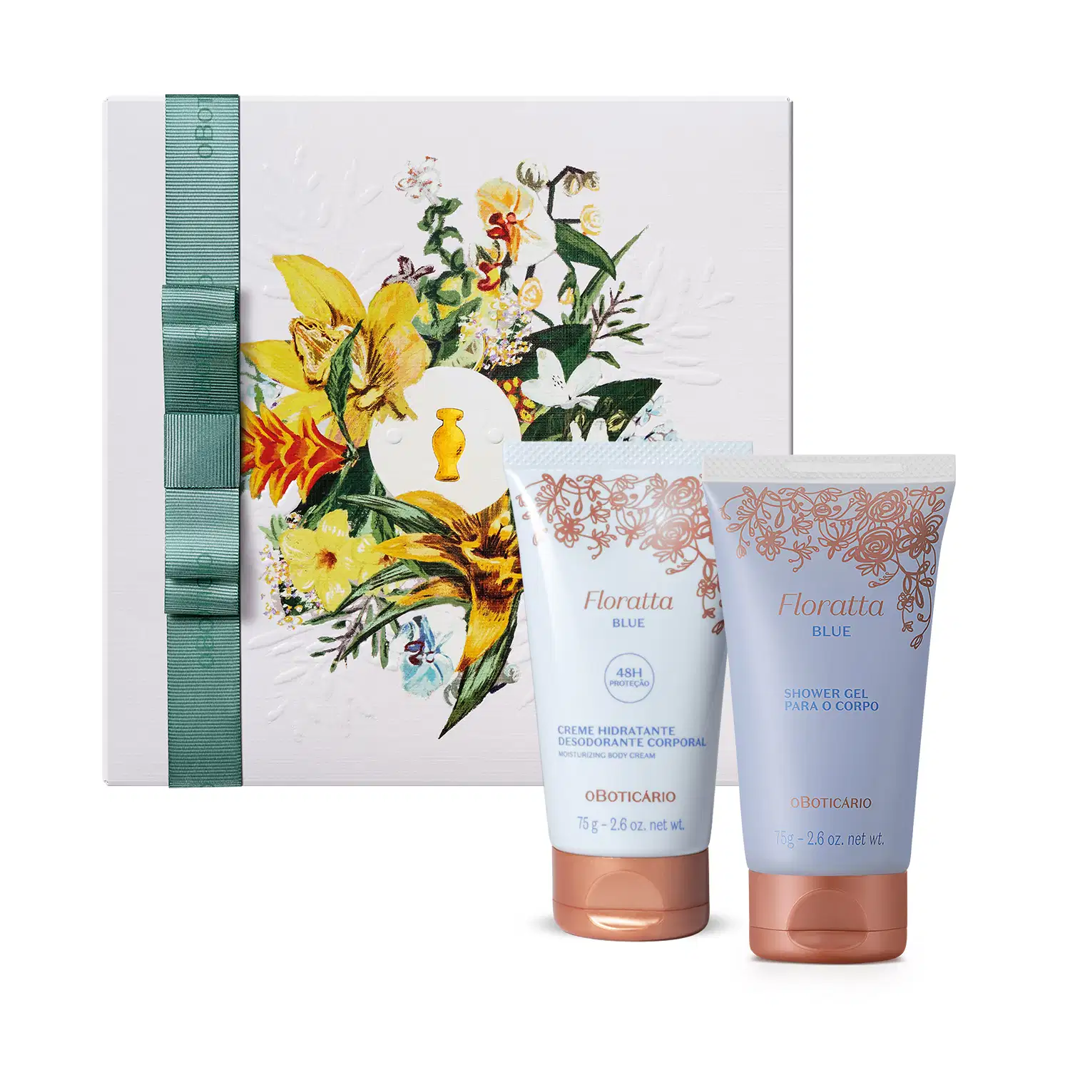 Combo Dia Das Mães Floratta Blue: Shower Blue 75g + Creme Corporal 75g + Caixa de Presente