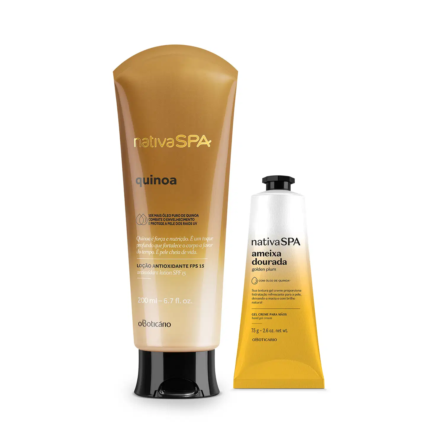 Combo Nativa Spa: Loção Corporal Quinoa 200ml + Creme Para As Mãos Antissinais Ameixa Dourada 75g > Combo Nativa Spa: Loção Corporal Quinoa 200ml + Creme Para As Mãos Antissinais Ameixa Dourada 75g