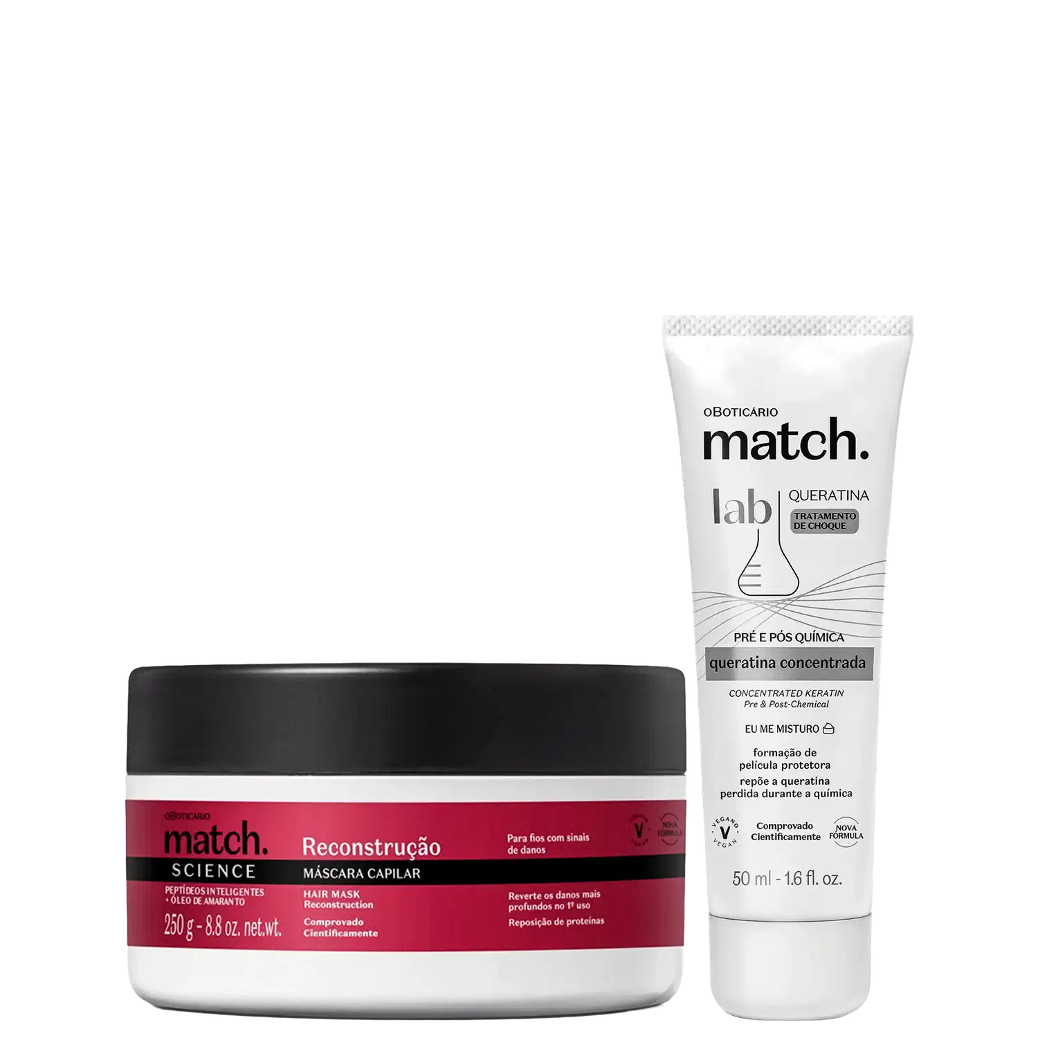 Kit Match. Science Reconstrução e Match. Lab o Boticário (2 Produtos)
