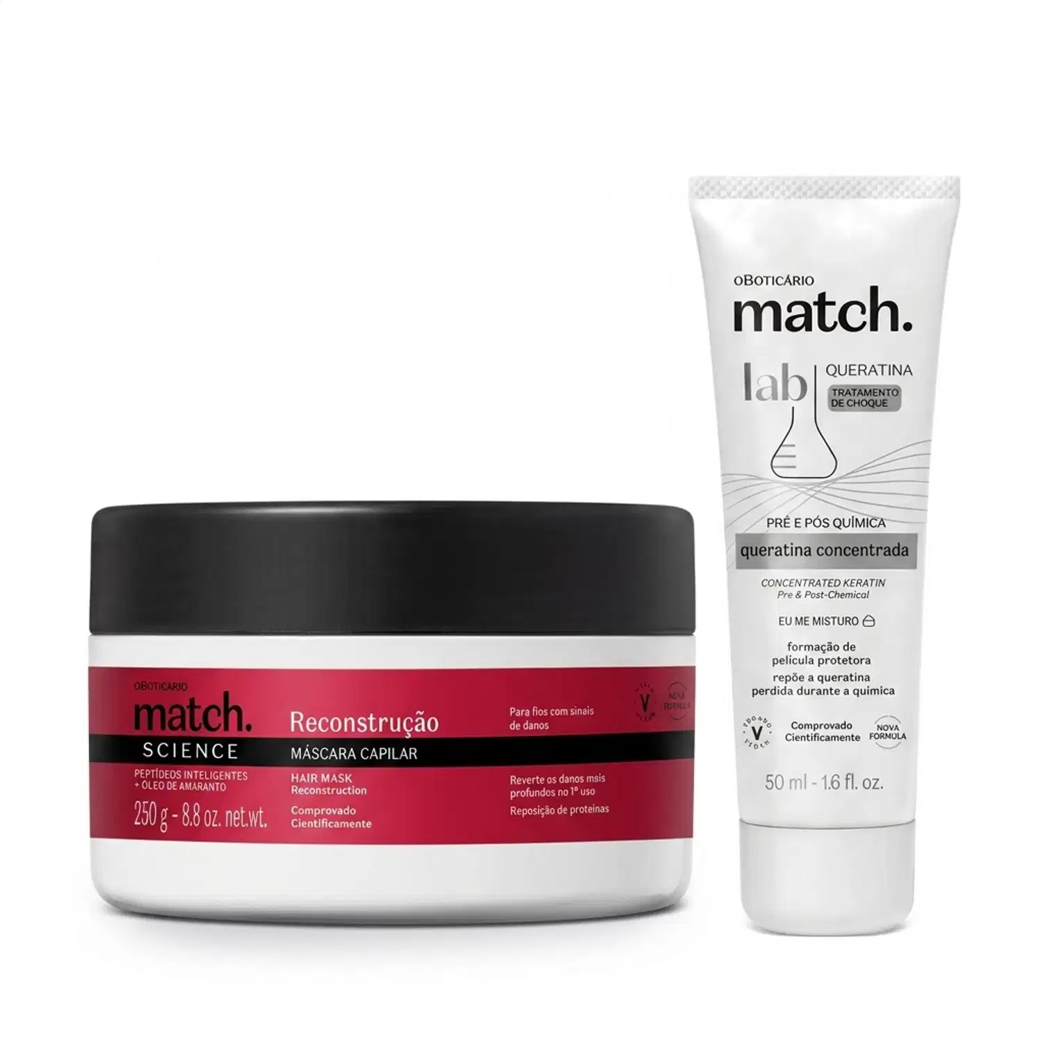 Combo Match: Máscara Capilar Science Reconstrução 250g + Queratina Concentrada Tratamento de Choque 50ml > Combo Match: Máscara Capilar Science Reconstrução 250g + Queratina Concentrada Tratamento de Choque 50ml