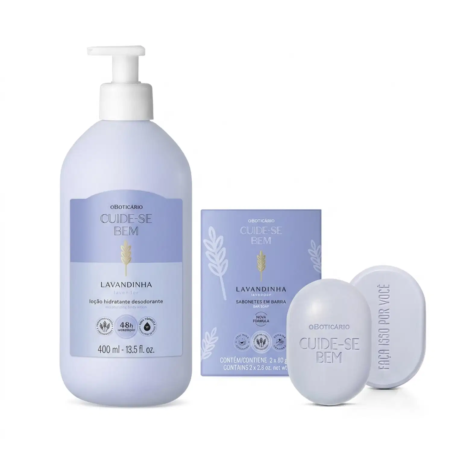 Combo Cuide-se Bem Lavandinha: Loção Corporal 400ml + Sabonetes Em Barra 2x80g