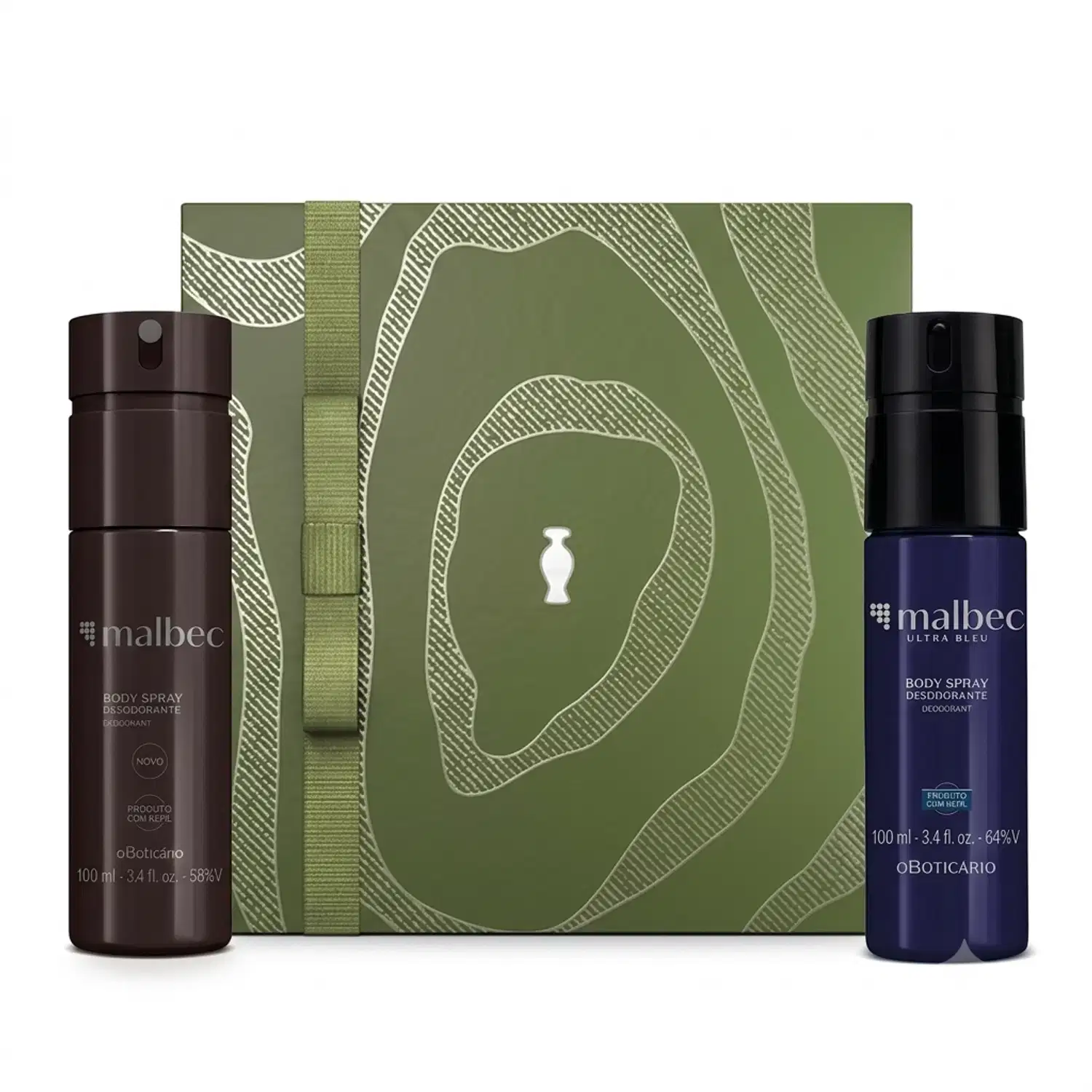 Combo Malbec: Body Spray Desodorante 100ml + Body Spray Desodorante Ultra Bleu 100ml + Caixa de Presente