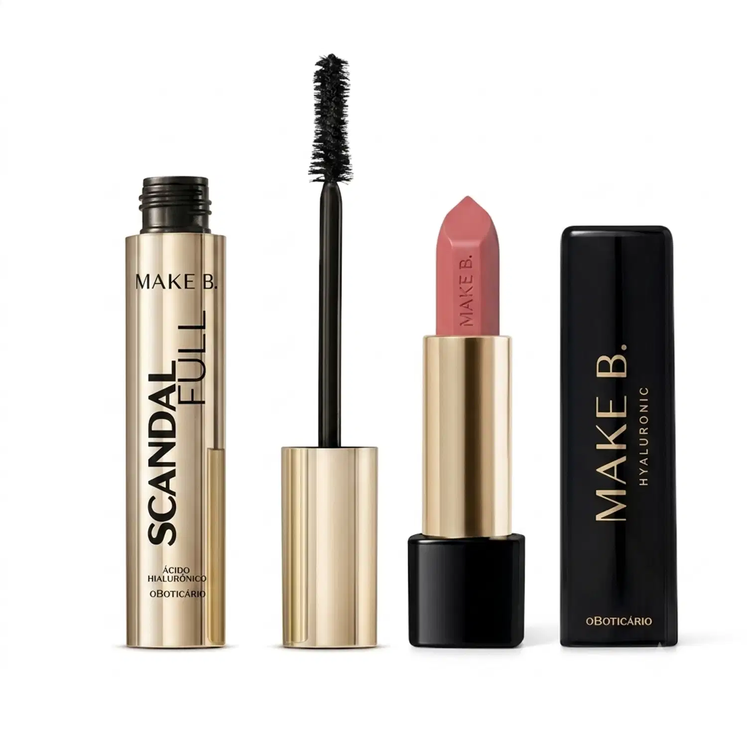 Combo Máscara de Cílios Make B. Scandal Full 10g + Batom Cremoso Make B. Hyaluronic Rosa Rose 4g