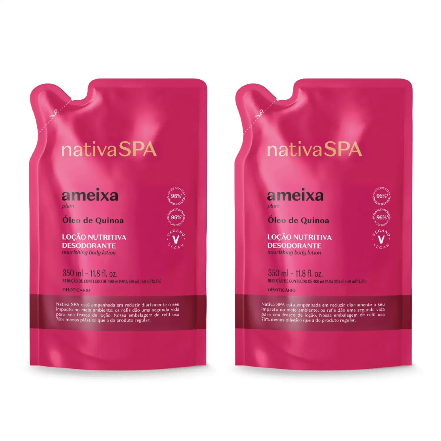 Refil Nativa SPA Loção Desodorante Hidratante Corporal Ameixa 350ml (2 itens)