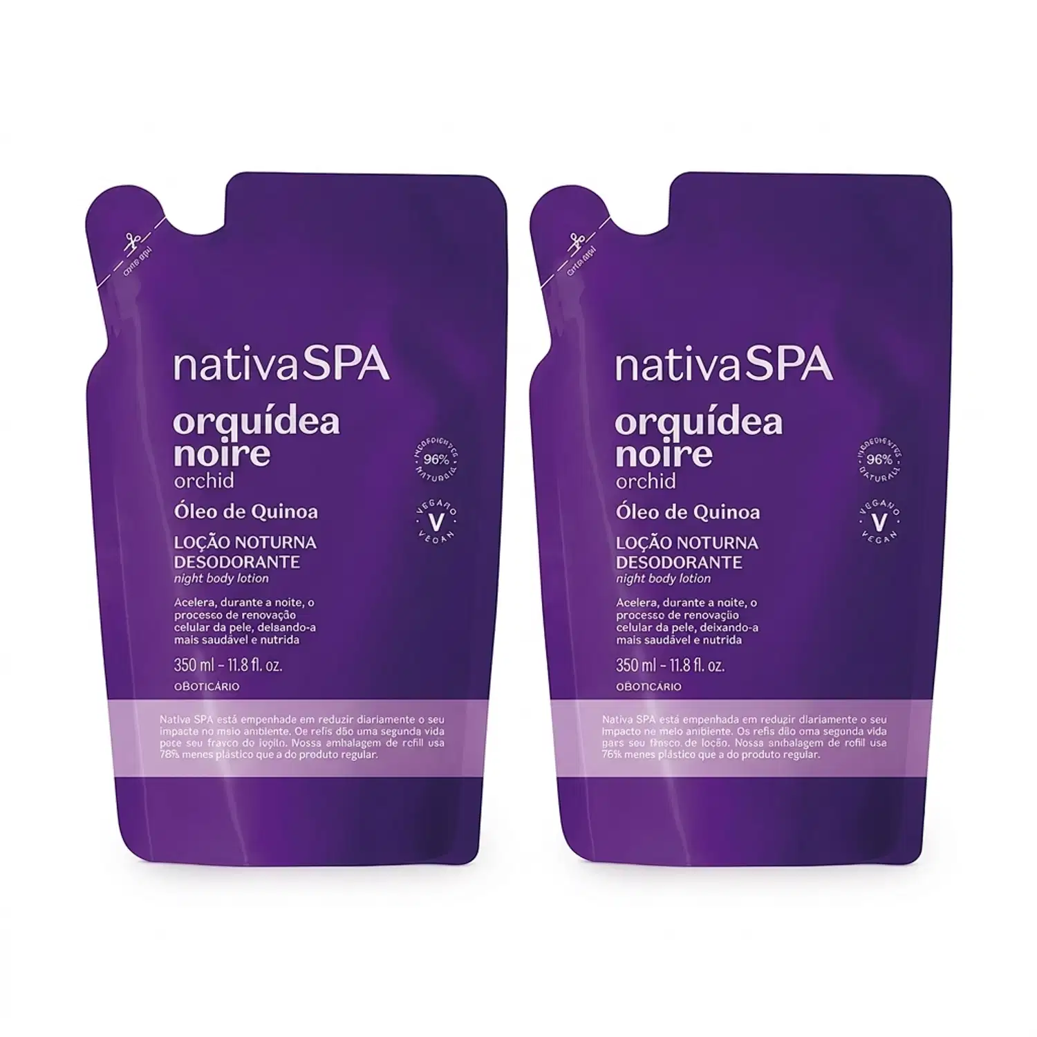 Combo Nativa SPA Orquídea Noire: Refil Loção Noturna Desodorante Corporal 2x350ml > Combo Nativa SPA Orquídea Noire: Refil Loção Noturna Desodorante Corporal 2x350ml