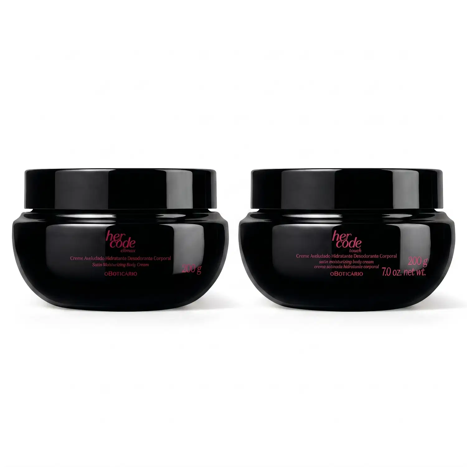 Combo Creme Aveludado Her Code: Desodorante Corporal Clímax 200g + Desodorante Corporal Touch 200g