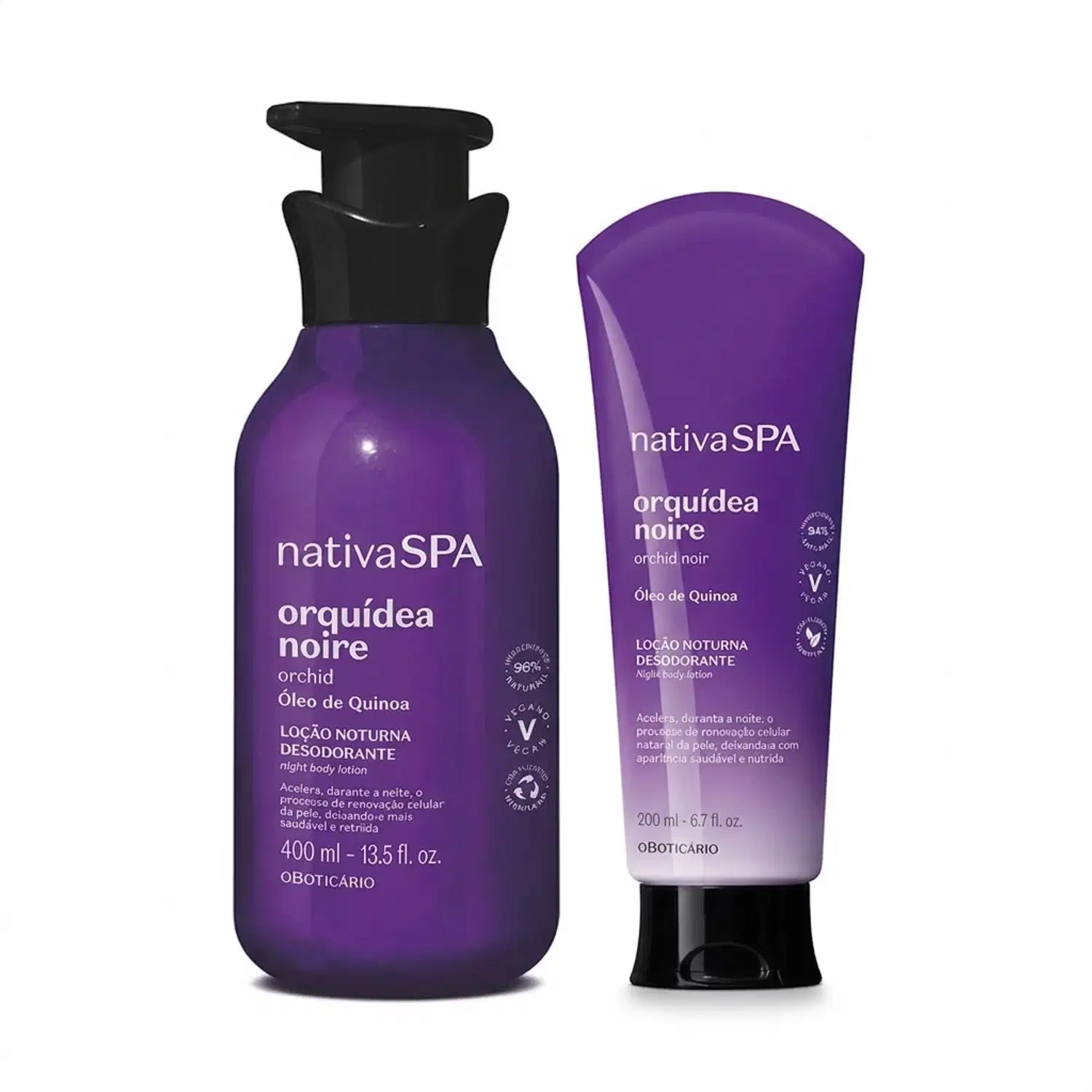 Combo Nativa SPA Orquídea Noire: Loção Noturna Desodorante Corporal 400ml + Loção Noturna Desodorante Corporal 200ml
