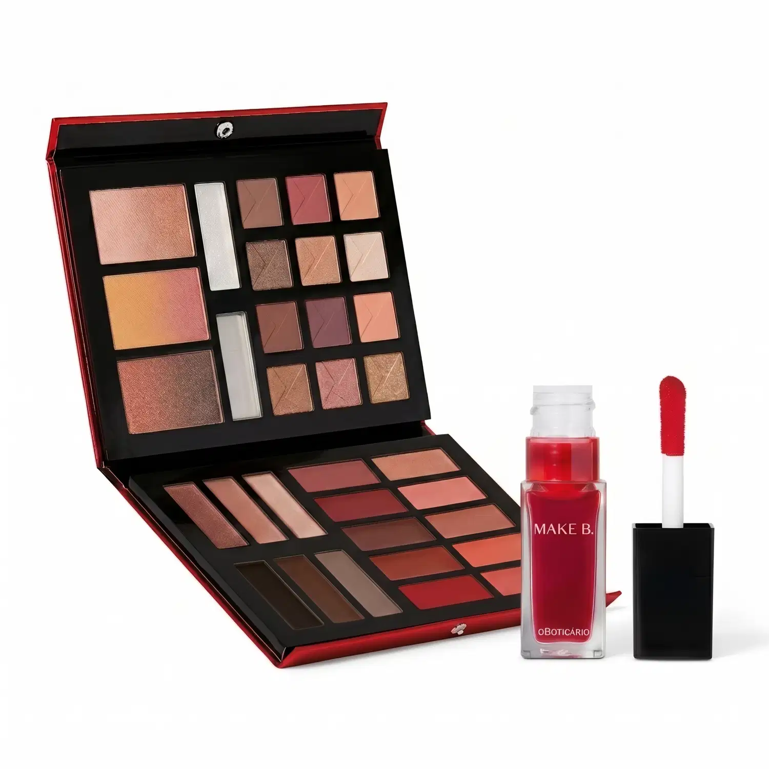 Combo Make B. Scandal: Paleta De Maquiagem Multifuncional 55,7g + Lip & Cheek Tint Vermelho 7ml