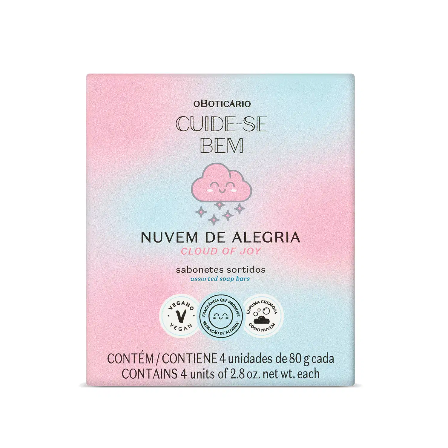 Kit Sabonetes Sortidos Cuide-se Bem Nuvem de Alegria 4x80g > Kit Sabonetes Sortidos Cuide-se Bem Nuvem de Alegria 4x80g