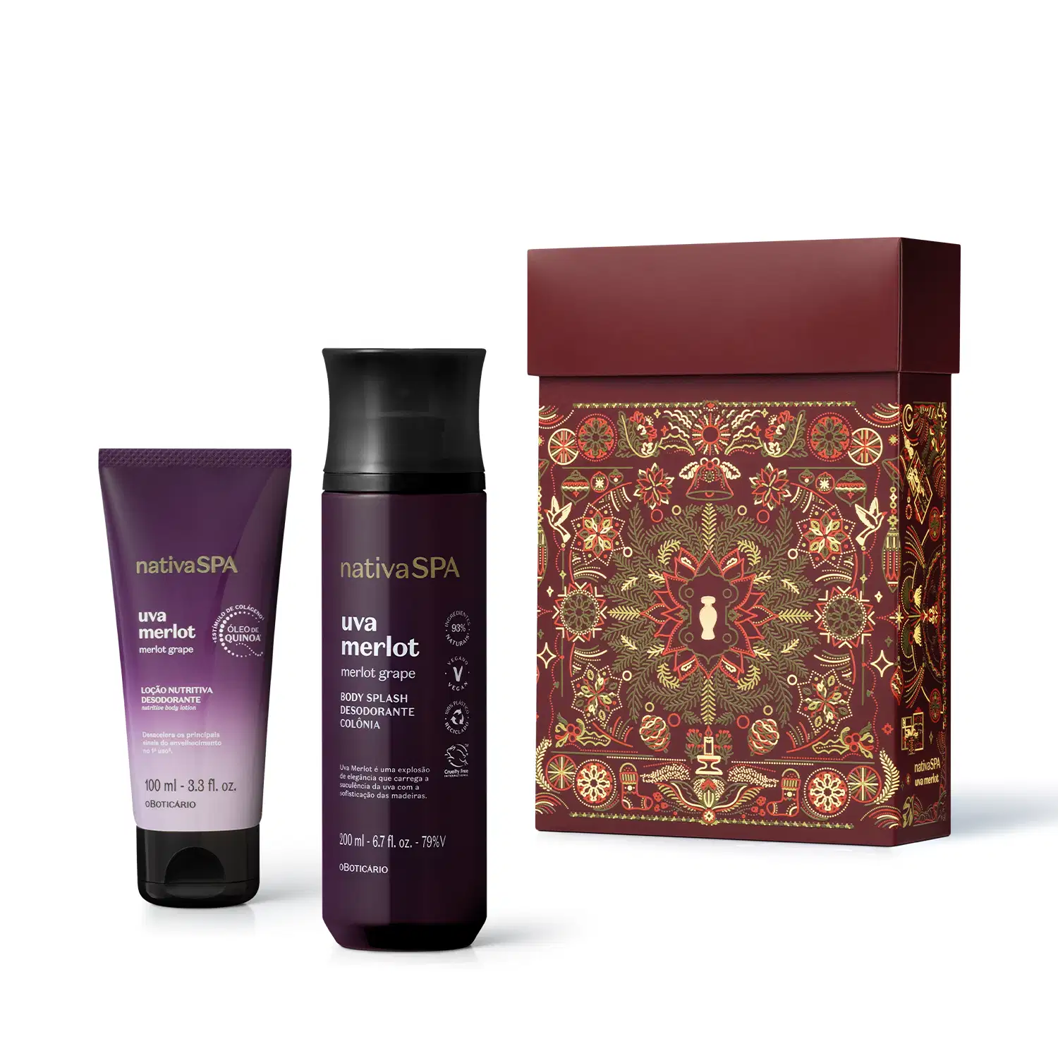 Kit Presente Natal Nativa Spa Uva Merlot (2 itens)