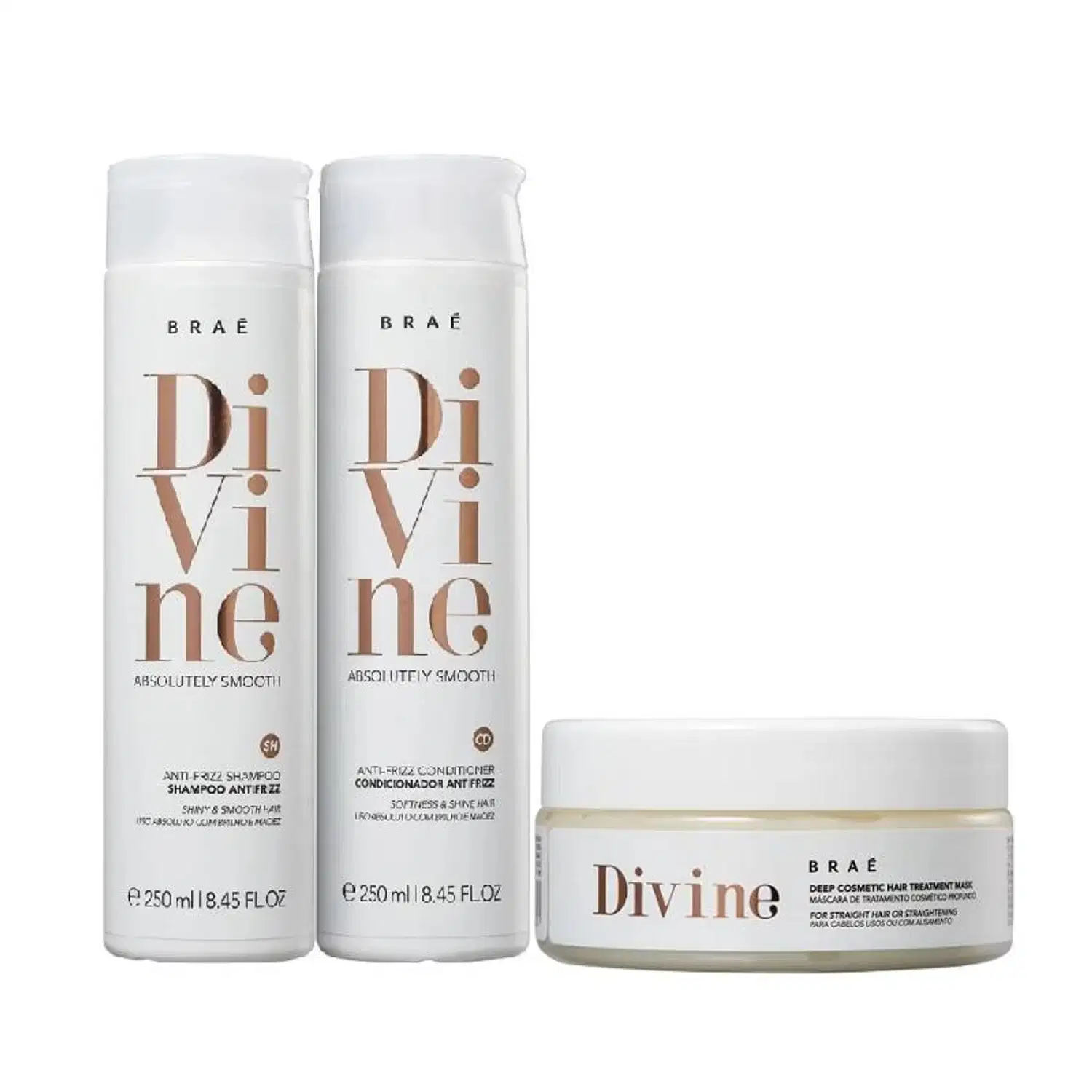 Kit Braé Divine Shampoo 250mL + Condicionador 250mL + Máscara 200g
