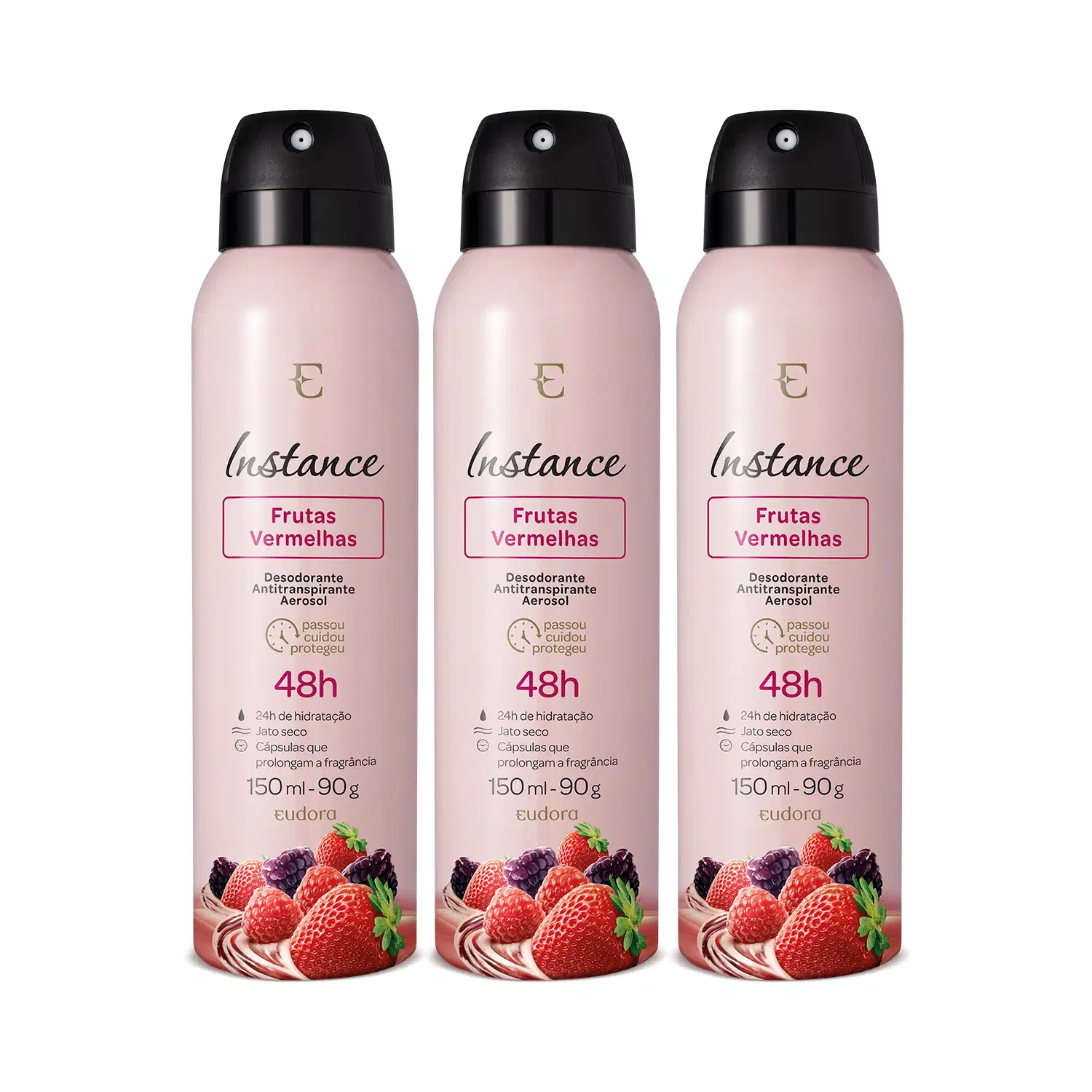Kit Eudora Instance Frutas Vermelhas - Desodorante Antitranspirante Aerossol (3 Unidades)