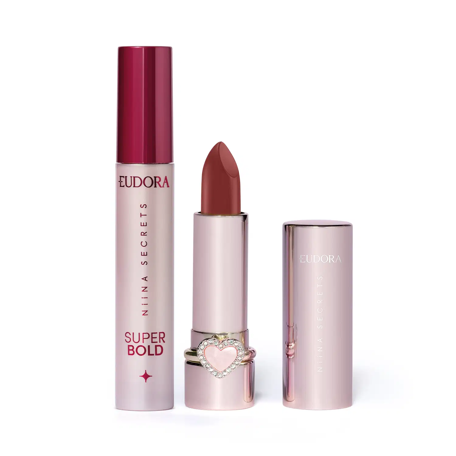 Combo Niina Secrets: Batom Cremoso Love You 3g + Máscara para Cílios Super Bold 10g