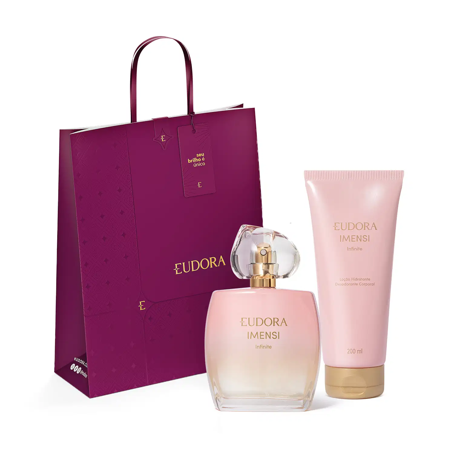 Combo Imensi Infinite: Desodorante Colônia 100ml + Loção Hidratante Desodorante Corporal 200ml + Kit Sacola Eudora